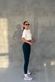 Yeşil Yüksek Bel Biker Uzun Tayt SY-2656-Yeşil