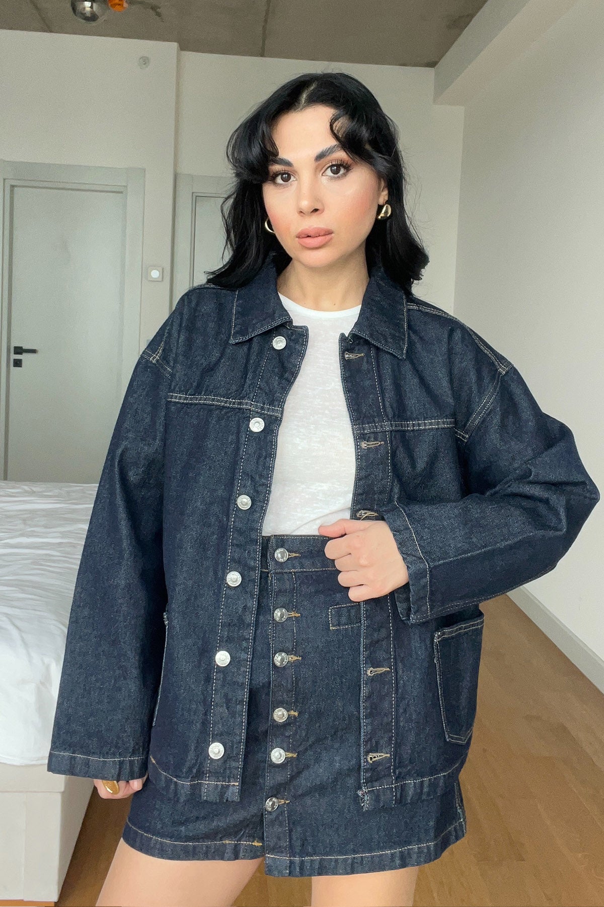 Lacivert Cep Detaylı Denim Ceket SY-2991-Lacivert