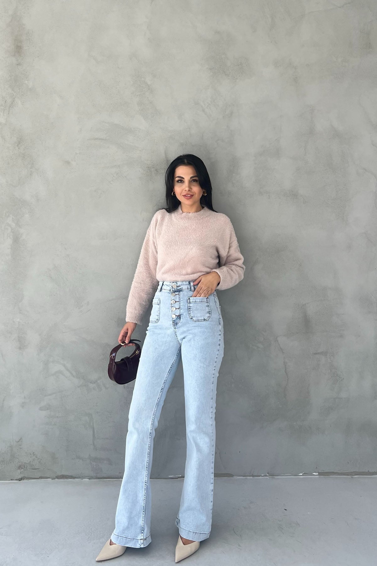 Bej Sakallı Yumoş Triko Kazak SY-2629-Bej