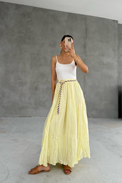 Örgü Kemerli Sarı Kraşlı Etek SY-3244-Sarı