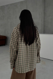 Kadın Yeşil Ekoseli Uzun Kollu Gömlek SY-3437-Yeşil