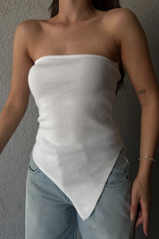 Fildişi Straplez Detaylı Triko SY-2202-Fildişi