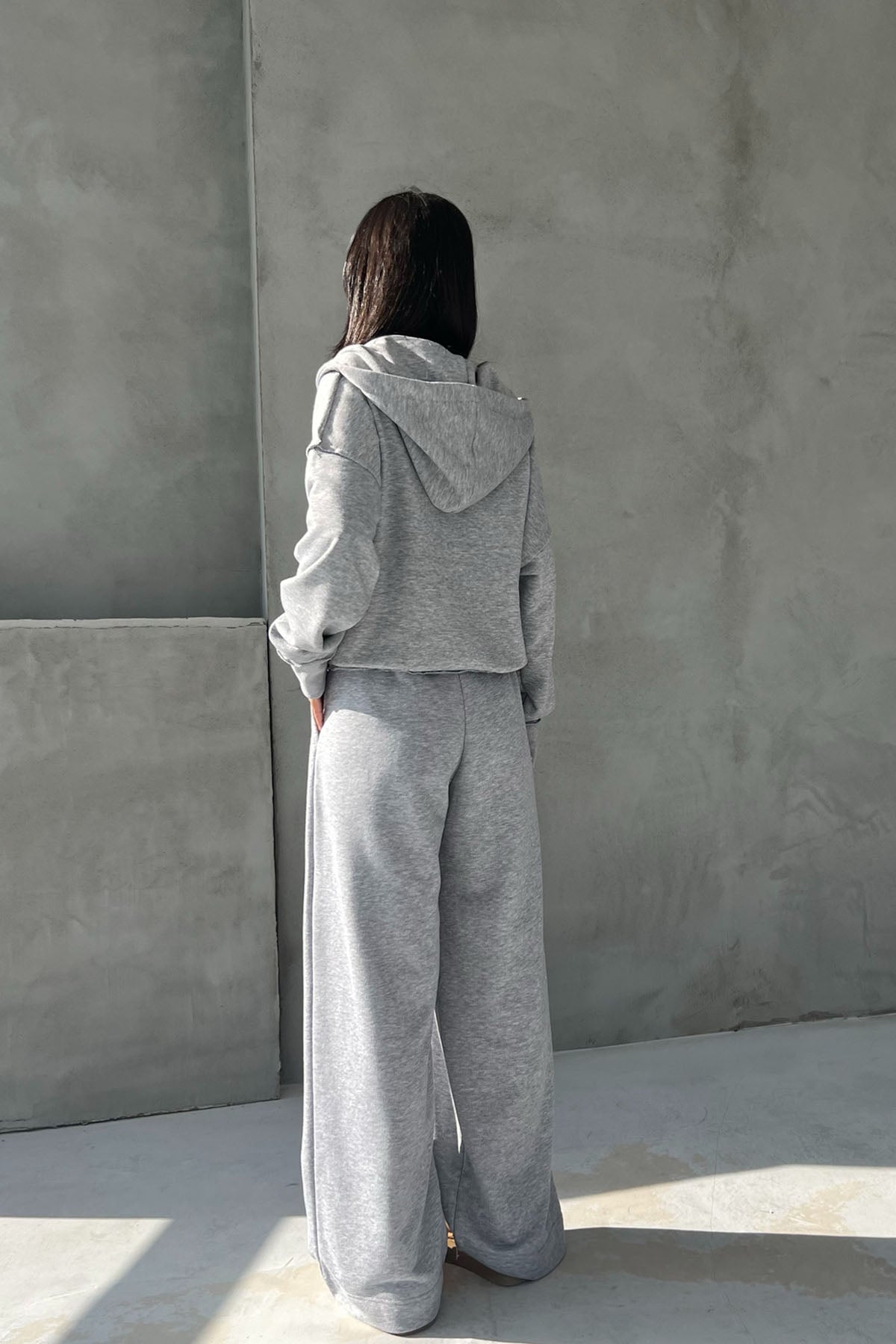 Gri Pianosa Bol Paça Eşofman Hırka Takım SY-2693-Gri