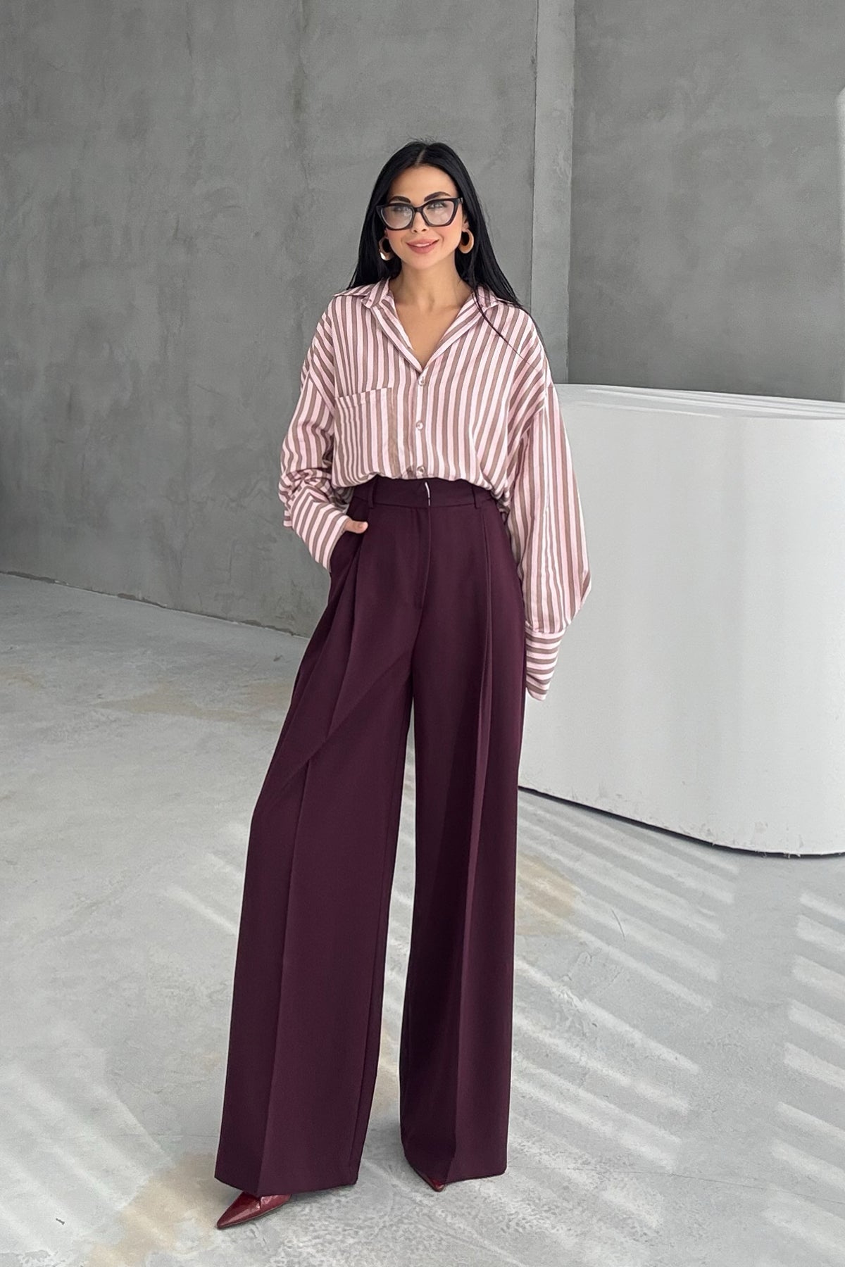 Mürdüm Premium Poliviskon Pantolon SY-3353-Mürdüm