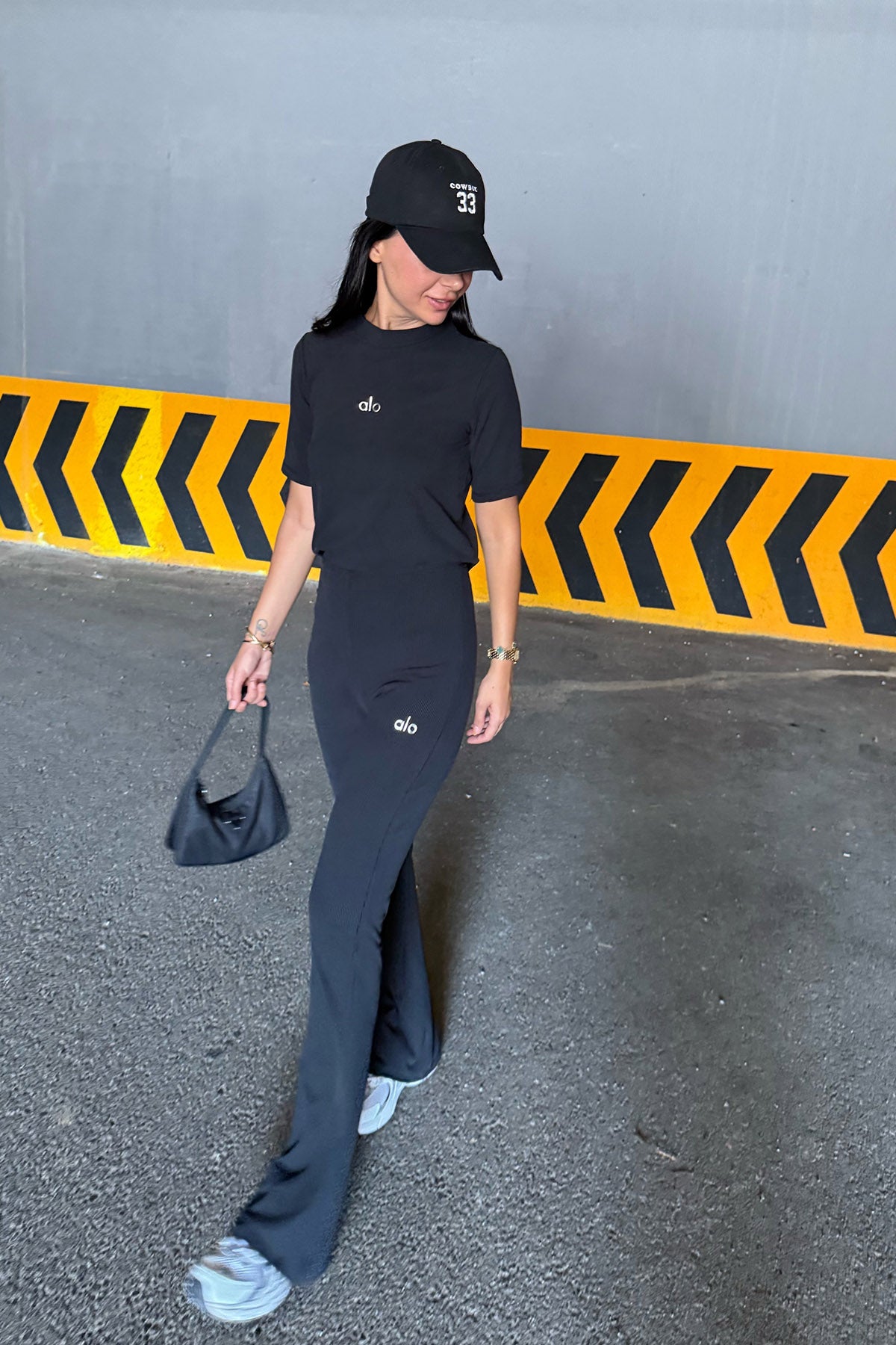 Siyah Modal T-Shirt İspanyol Paça Tayt Takım SY-3314-Siyah