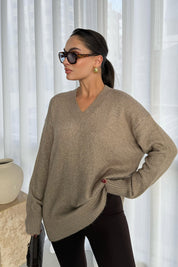 Vizon V Yaka Oversize Pinterest Triko Kazak SY-3348-Vizon