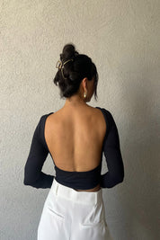 Siyah Sırt Detaylı Crop SY-1641-Siyah