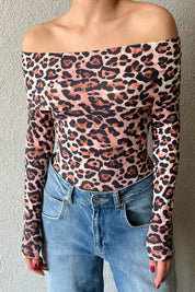 Leopar Madonna Yaka Çıtçıtlı Bodysüit SY-1624-Leopar