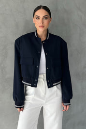 Lacivert Ribana Detaylı Bomber Ceket SY-2379-Lacivert