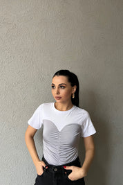 Gri Straplez Detaylı Bluz SY-1559-Gri