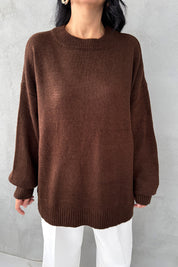 Kahve Bisiklet Yaka Lastikli Pinterest Triko Kazak SY-3368-Kahve