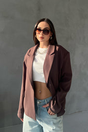 Kahve Premium Oversize Ceket SY-2427-Kahve