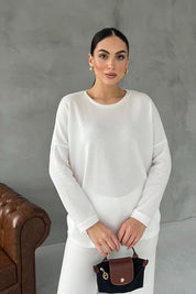 Beyaz Bisiklet Yaka Yumoş Triko Kazak SY-2889-Beyaz