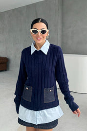 Lacivert Süveterli Gömlek SY-3404-Lacivert