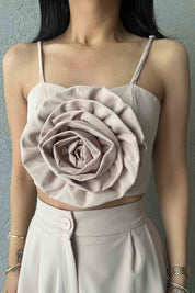 Bej Gül Detaylı Askılı Büstiyer SY-2027-Bej