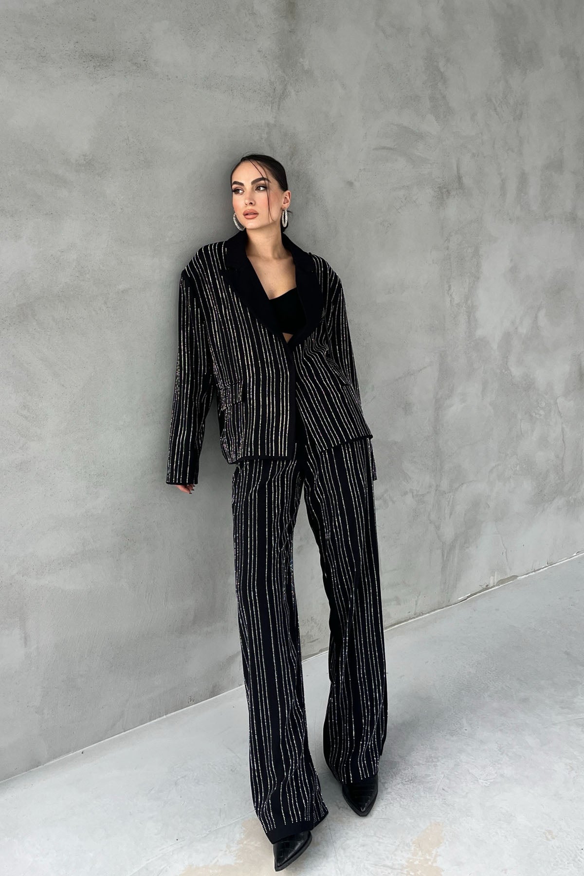 Siyah Taşlı Premium Pantolon SY-2755-Siyah