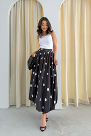 Siyah Puantiyeli Uzun Etek SY-3351-Siyah