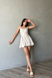 Taş Balon Etek Mini Elbise SY-2214-Taş