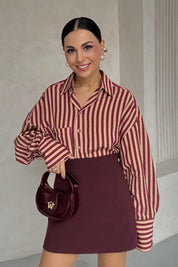 Bordo Arkadan Fermuarlı Klasik Mini Etek SY-3398-Bordo