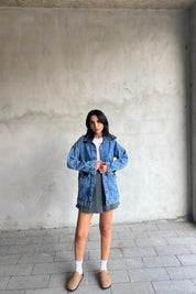 Mavi Taşlı Büyük Cep Detaylı Kot Ceket SY-2404-Mavi Kot