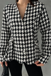 Siyah Kazayağı Kurdele Detay Tasarım Ceket SY-2766-Siyah