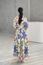 Çok Renkli Kuşaklı Anvelop Elbise SY-3367-Çok Renkli