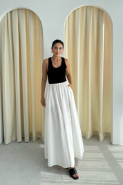 Halter Yaka Üstü Likralı Poplin Beyaz Elbise SY-3020-Beyaz