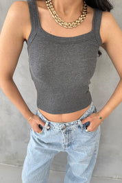 Antrasit Slim Fit Dar Kesim U Yaka Fitilli Atlet SY-3171-Antrasit