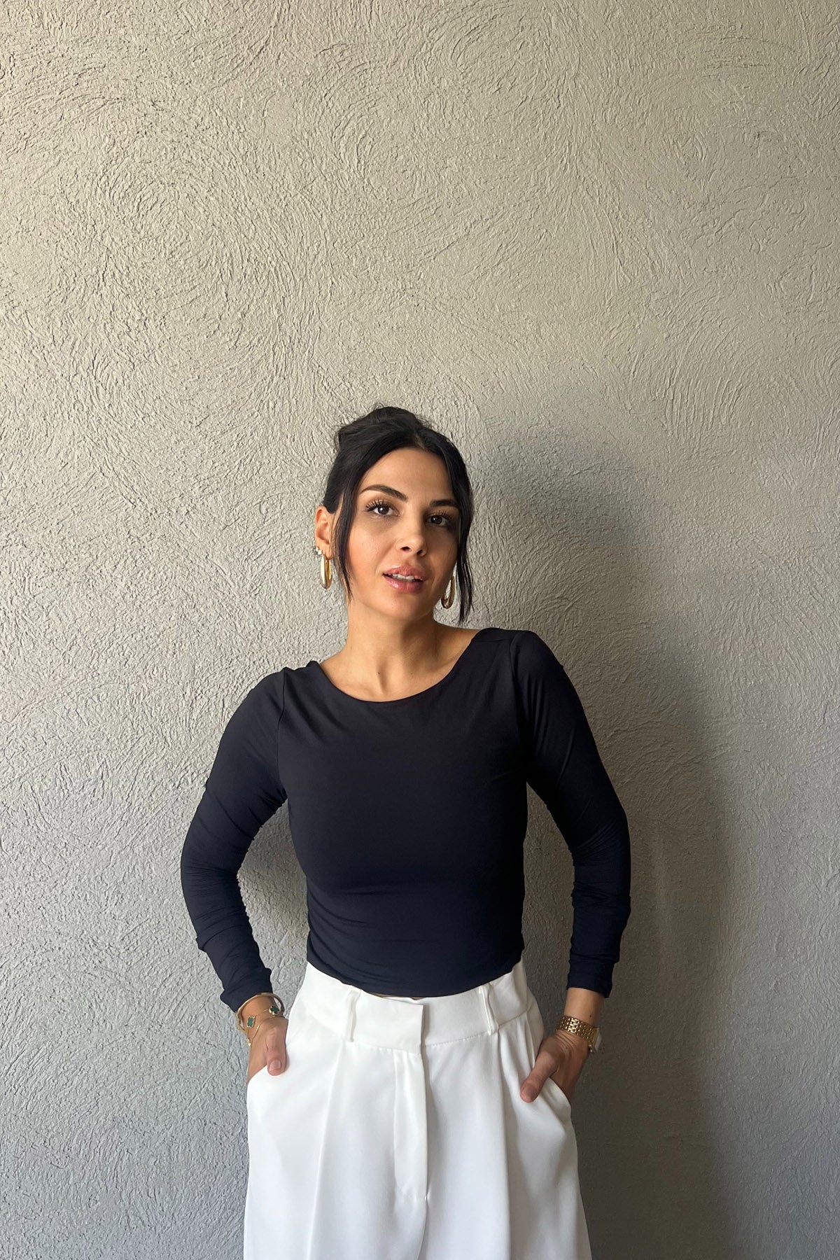 Siyah Sırt Detaylı Crop SY-1641-Siyah