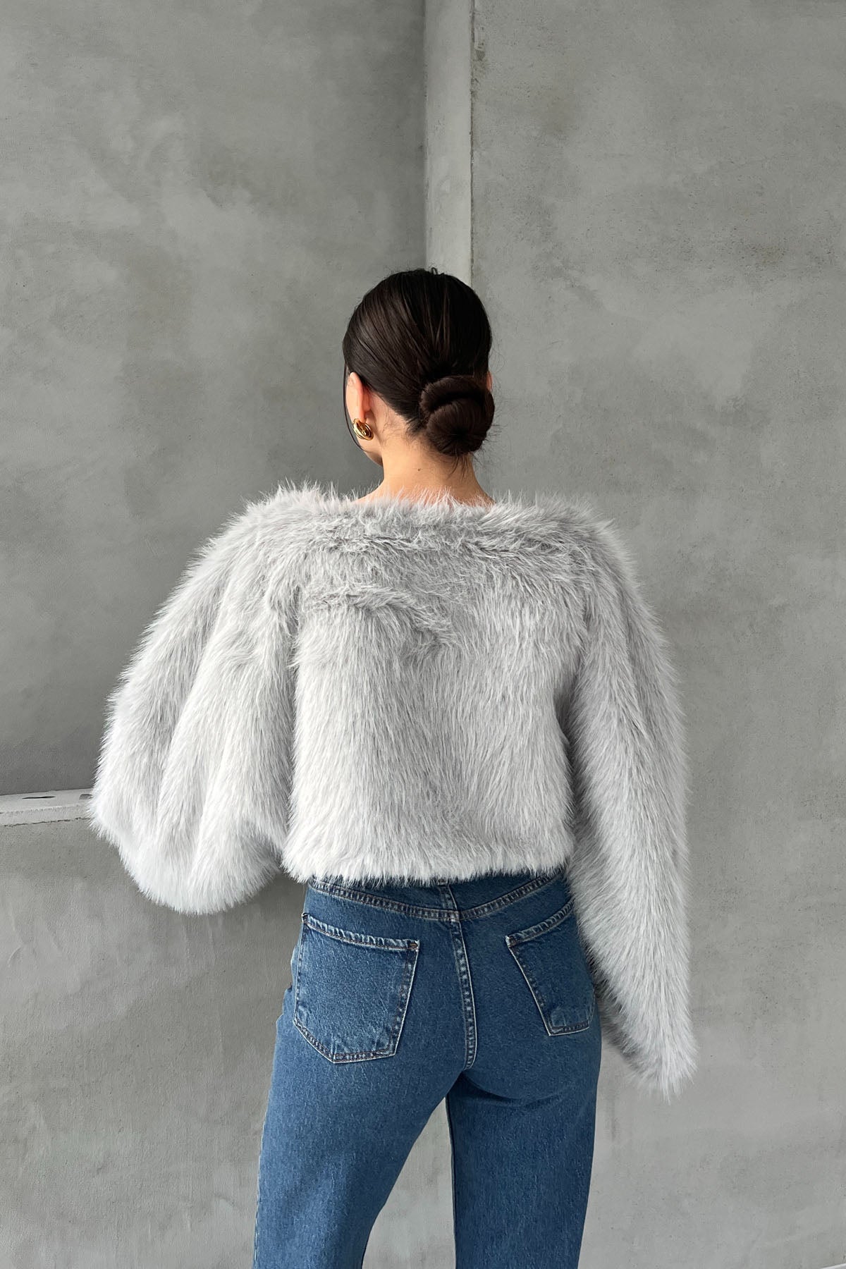 Gri Maria Kürk Kazak SY-2750-Gri