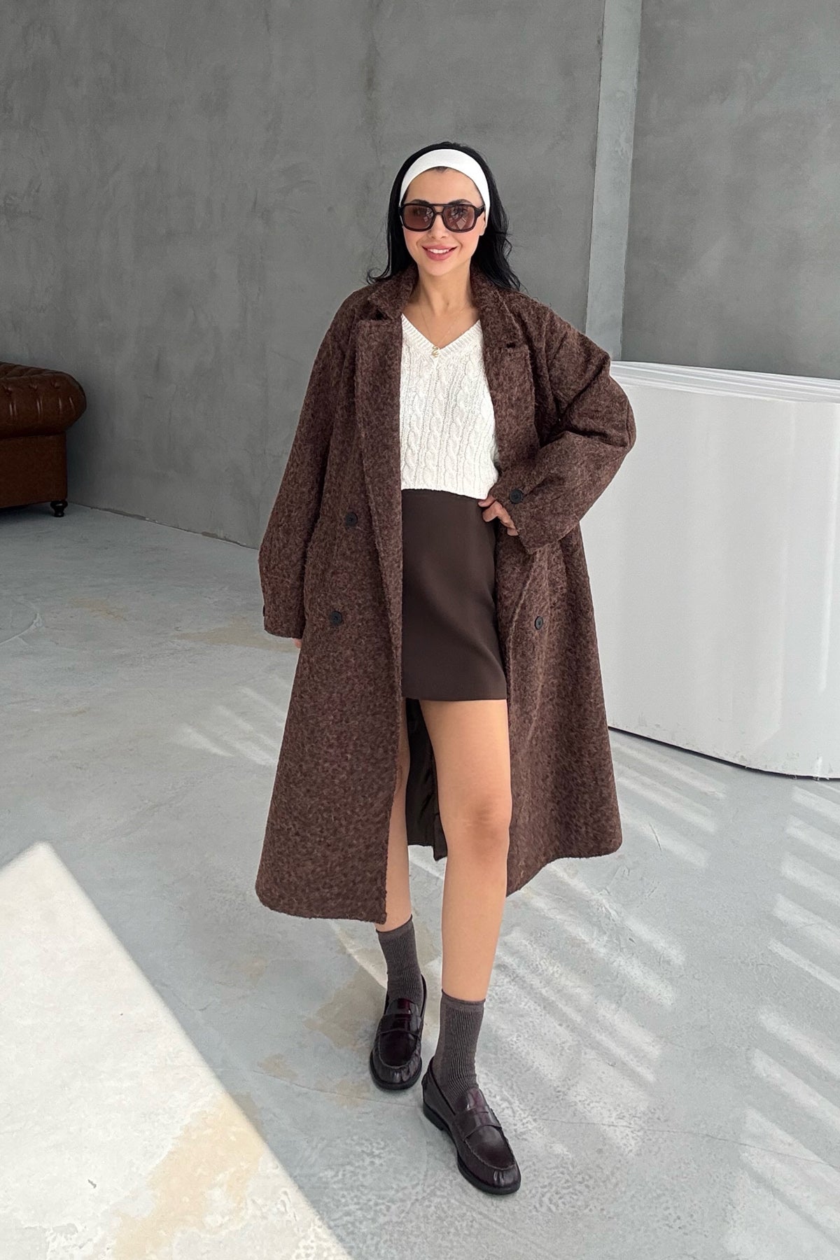 Kahve Sakallı Kaşe Kaban SY-3414