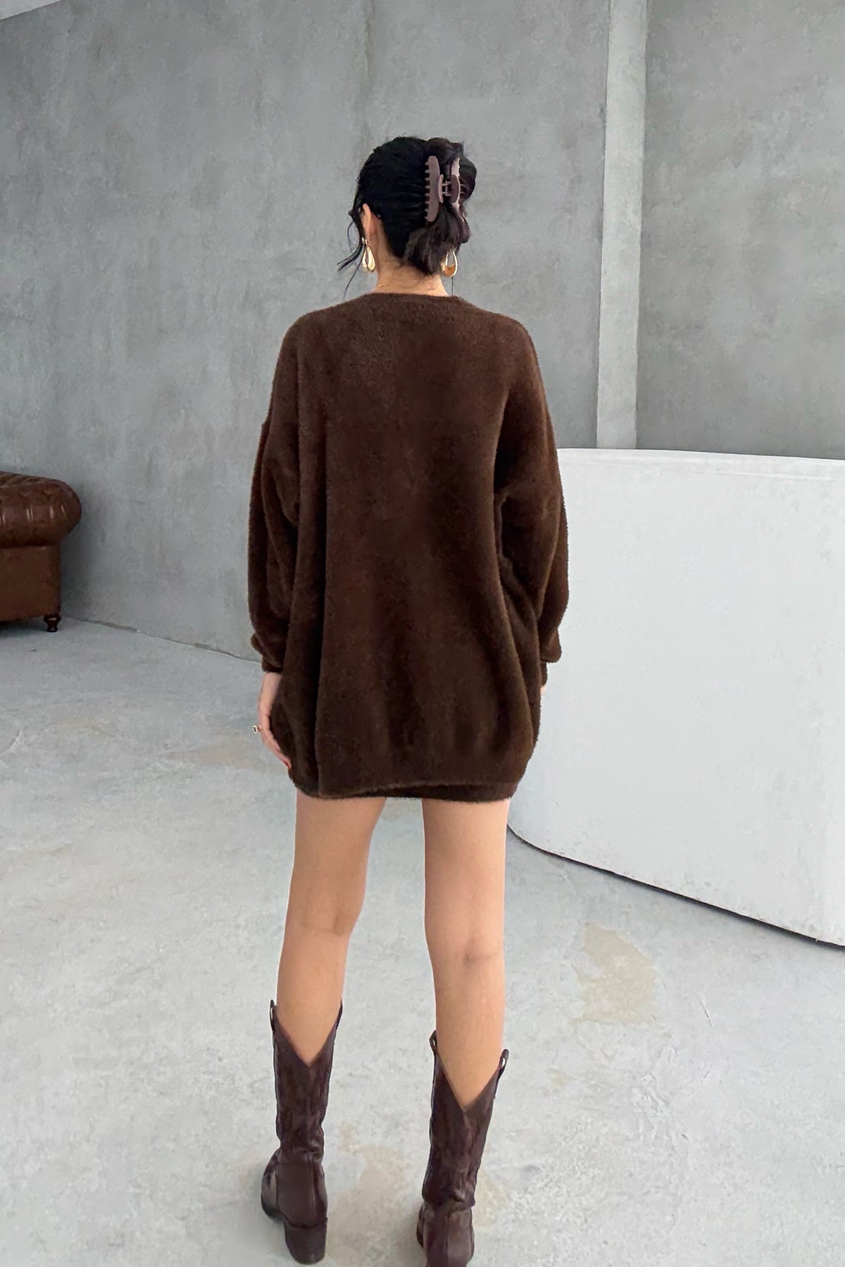 Kahverengi Yumoş 3'lü Etekli Takım SY-3441-Kahverengi