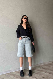 Mavi Free  Bermuda Kapri SY-2007-Mavi