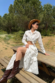 Ekru Fisto Detaylı Maxi Etek SY-3181-Ekru