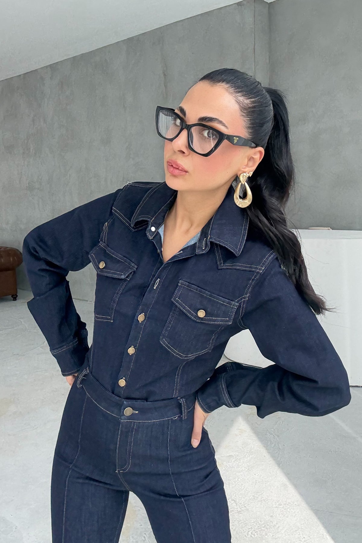 Lacivert Kot Gömlek Pantolon Takım SY-3364-Lacivert