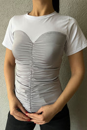 Gri Straplez Detaylı Bluz SY-1559-Gri