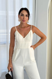 Ekru İnce Askılı Napoli Tulum SY-1954-Ekru