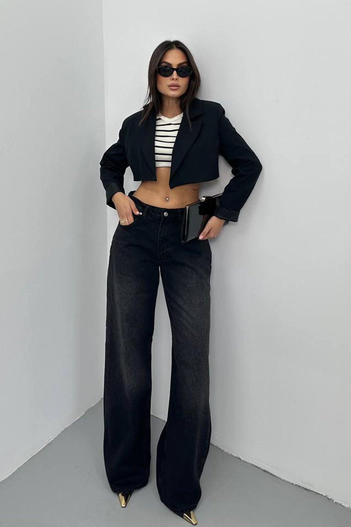 Siyah Kot Baggy Pantolon SY-3382-Siyah