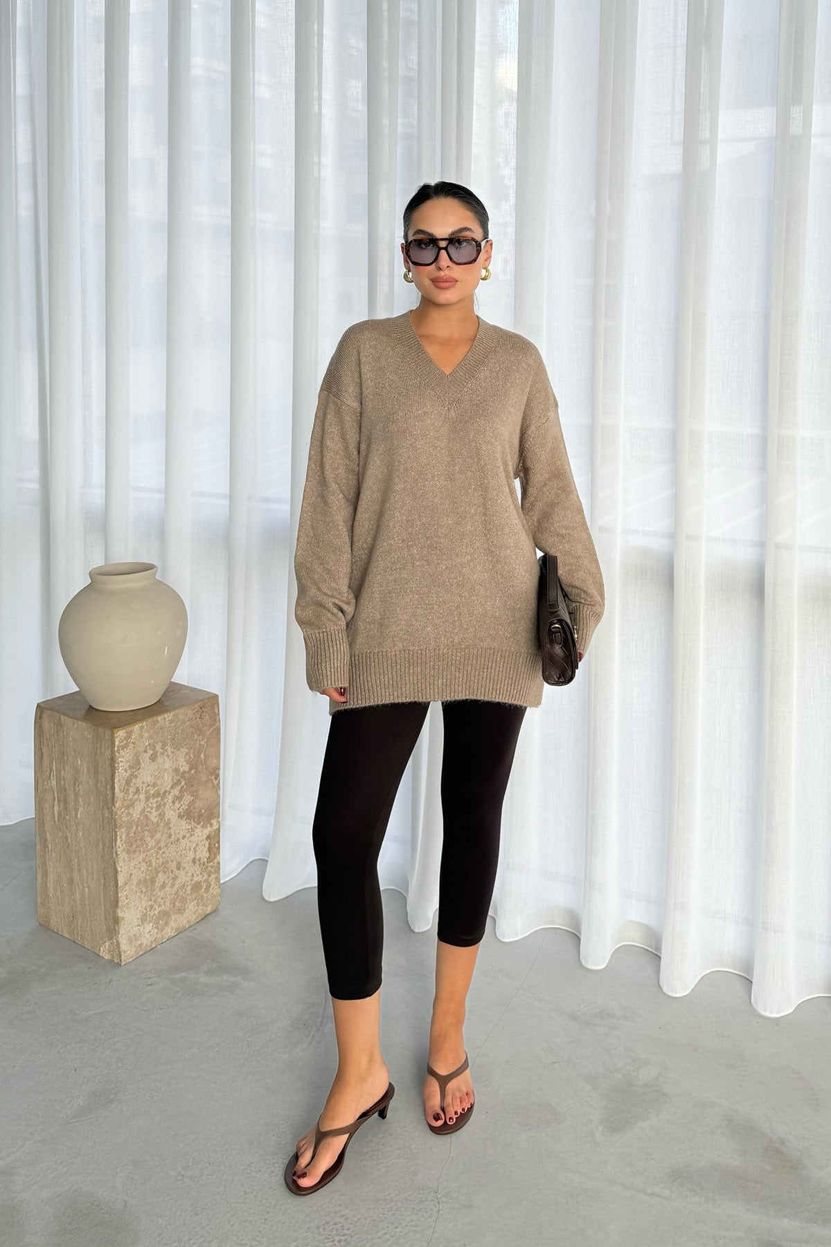 Kahve Kapri Pantolon SY-3347-Kahve