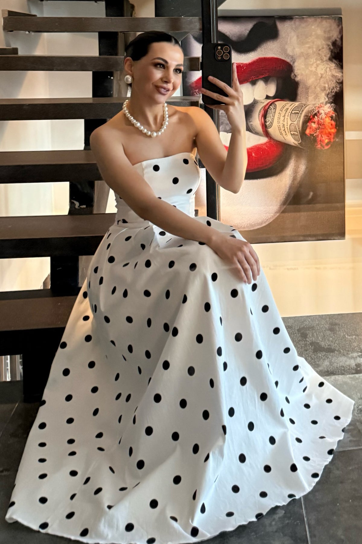 Milano Puantiye Straplez Elbise SY-3691-Beyaz – Seda Yalçın Atelier