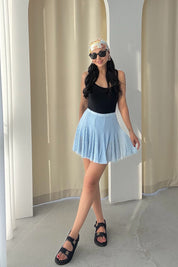 Mavi Dokulu Mini Etek SY-3255-Mavi