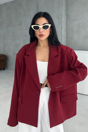 Vişne Çürüğü Premium Oversize Ceket SY-2427-Vişne Çürüğü