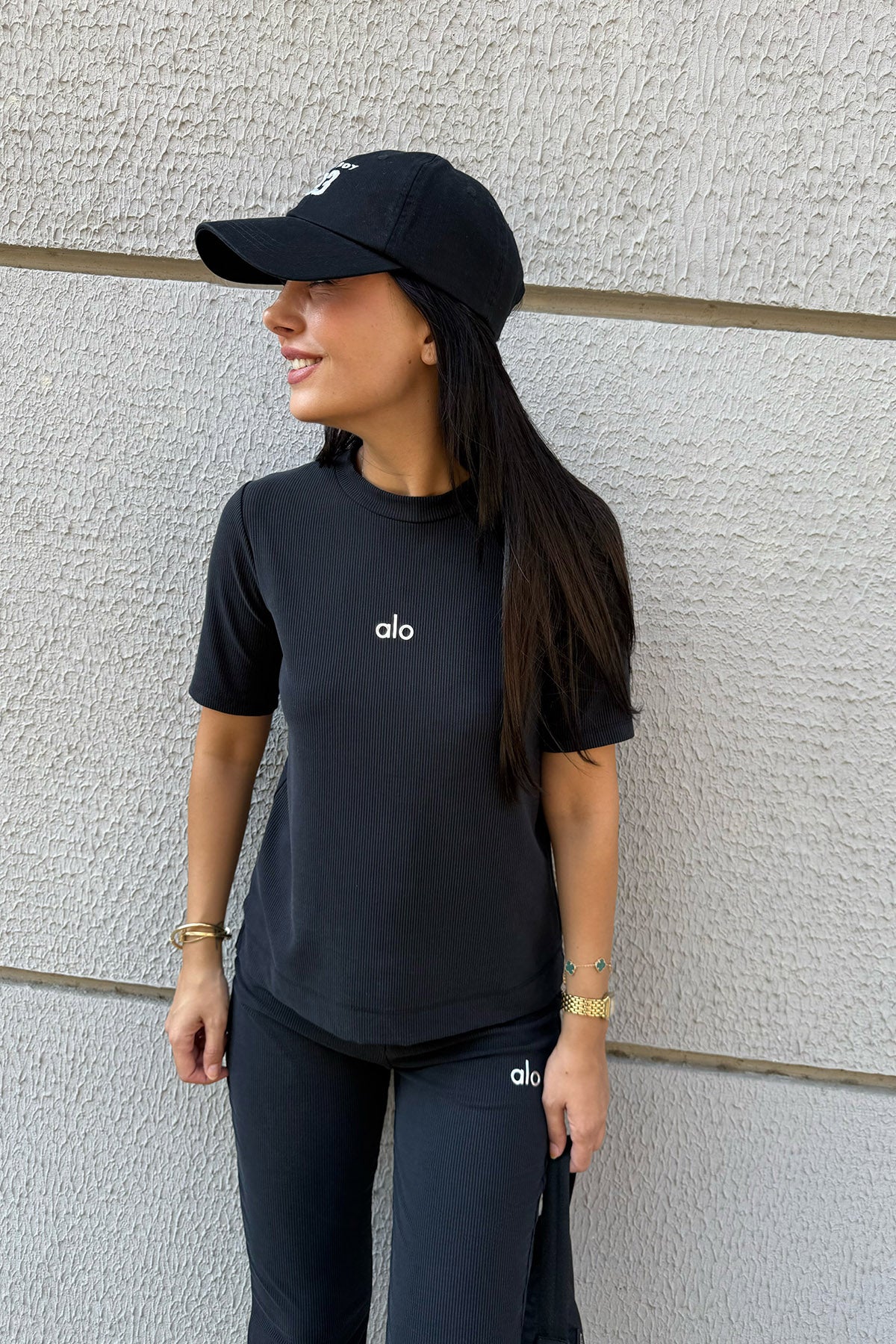 Siyah Modal T-Shirt İspanyol Paça Tayt Takım SY-3314-Siyah