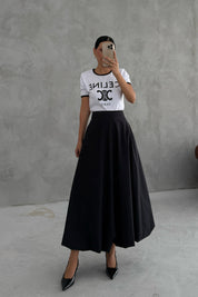 Beyaz Baskılı Muadil Basic T-shırt SY-1803-Beyaz