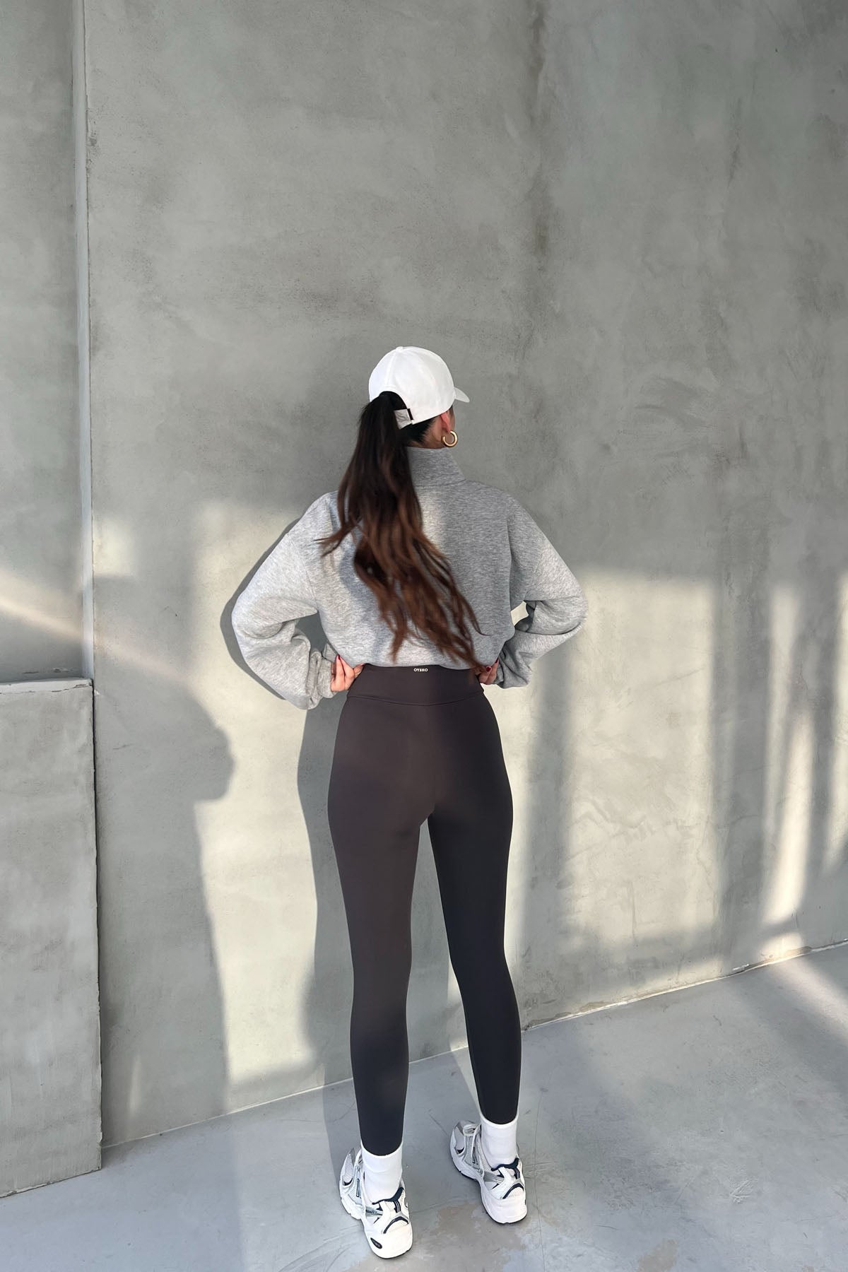 Füme Yüksek Bel Biker Uzun Tayt SY-2656-Füme