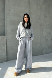 Gri Pianosa Bol Paça Eşofman Hırka Takım SY-2693-Gri