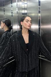 Siyah Çıtçıtlı Taşlı Premium Ceket SY-2754-Siyah