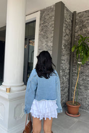 Açık Mavi Crop Kot Ceket SY-2428-Açık Mavi