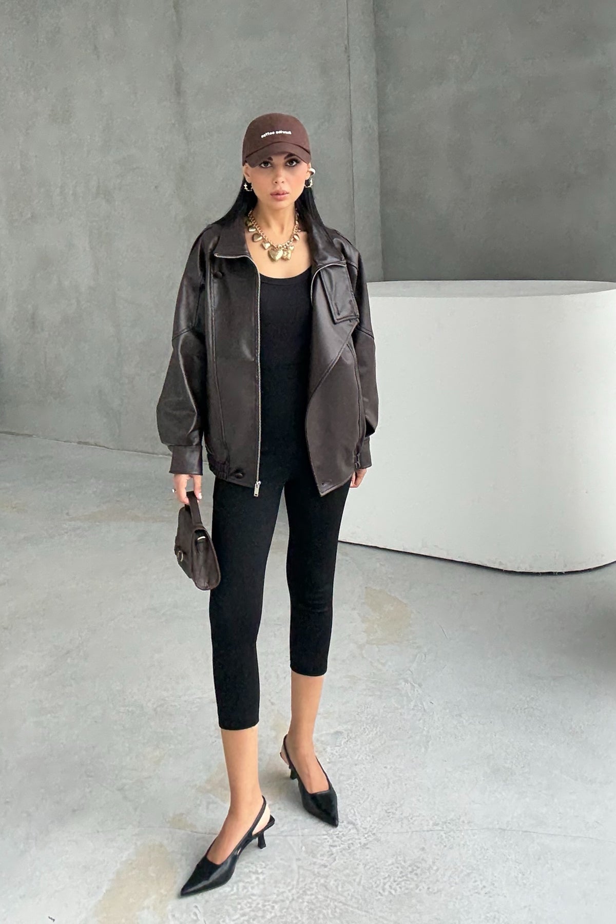 Dik Yaka Bamber Deri Ceket SY-3397-Acı Kahve