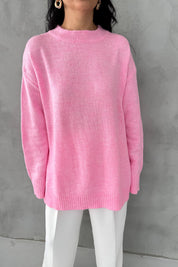 Pembe Bisiklet Yaka Lastikli Pinterest Triko Kazak SY-3368-Pembe
